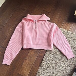 Flamingo pink cropped sweater sz large but fits like medium